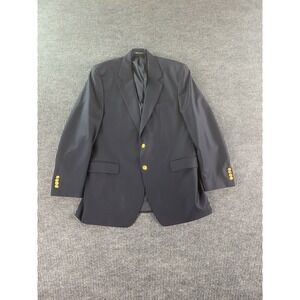 Ralph Lauren Blazer 44 L Navy Wool Gold Button Logo University Premium Sport LRL